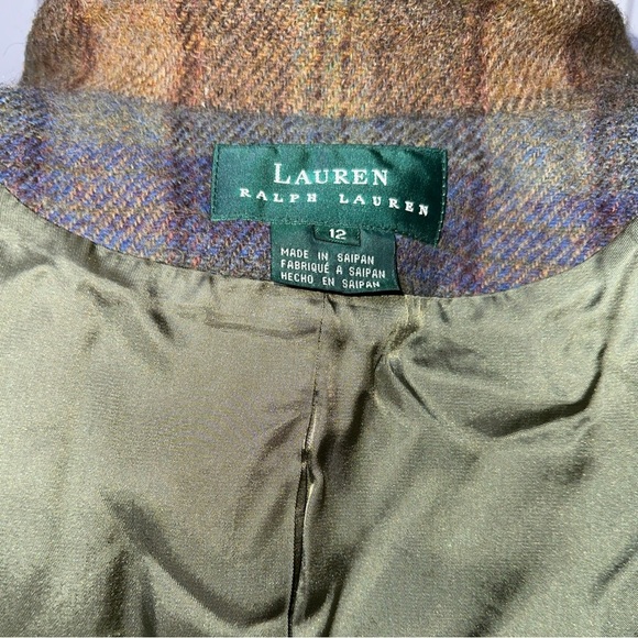 VINTAGE NWOT Lauren Ralph Lauren Plaid Women's Jacket in Blue and Brown - Picture 6 of 6